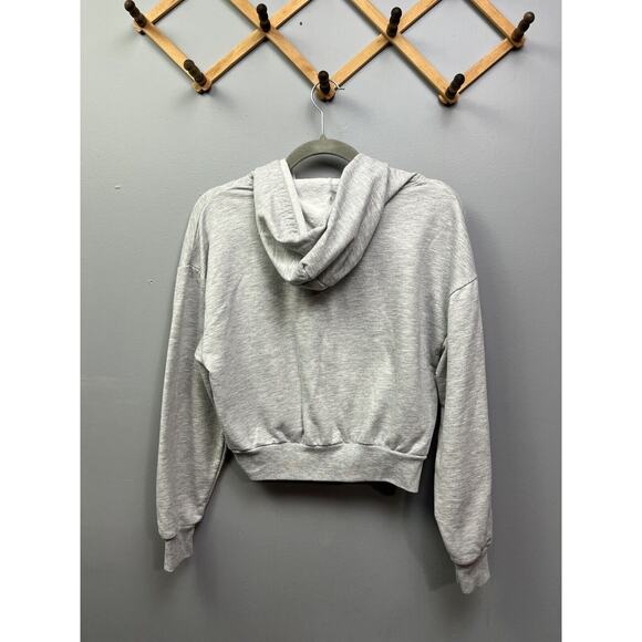 Disney Mickey Mouse Hoodie Women's Small S Grey Crop Pullover Sweater - Picture 2 of 6